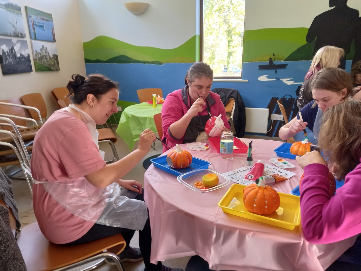 Painting ceramic pumpkins